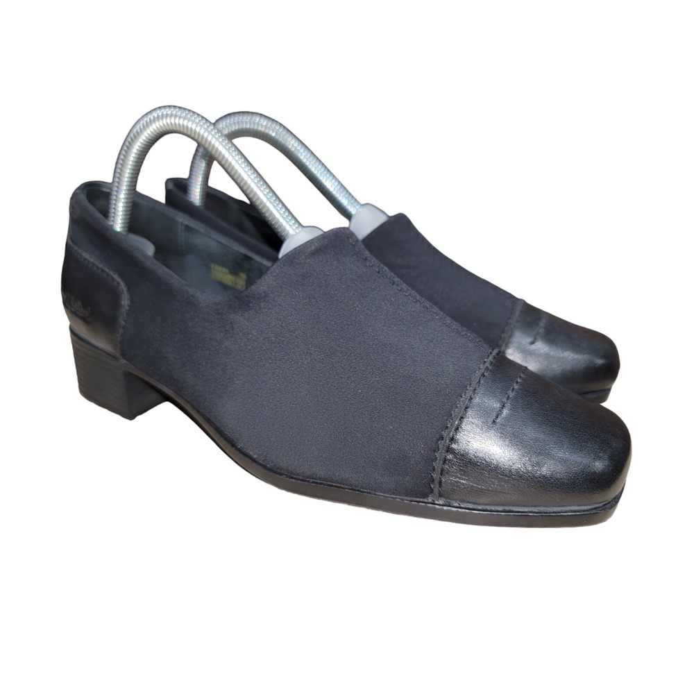Josef Seibel Women's Black Slip on Block Heel Pump Shoes Sz Eu 38 / US 7 - 7.5